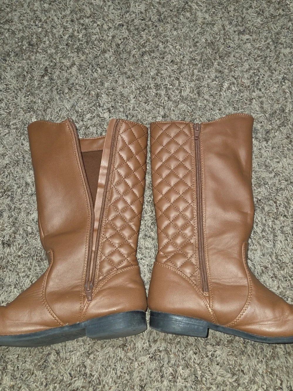 Arizona Jean Company Brown Quilted Kids Mid-Calf Boots with Tassels Sz 2M